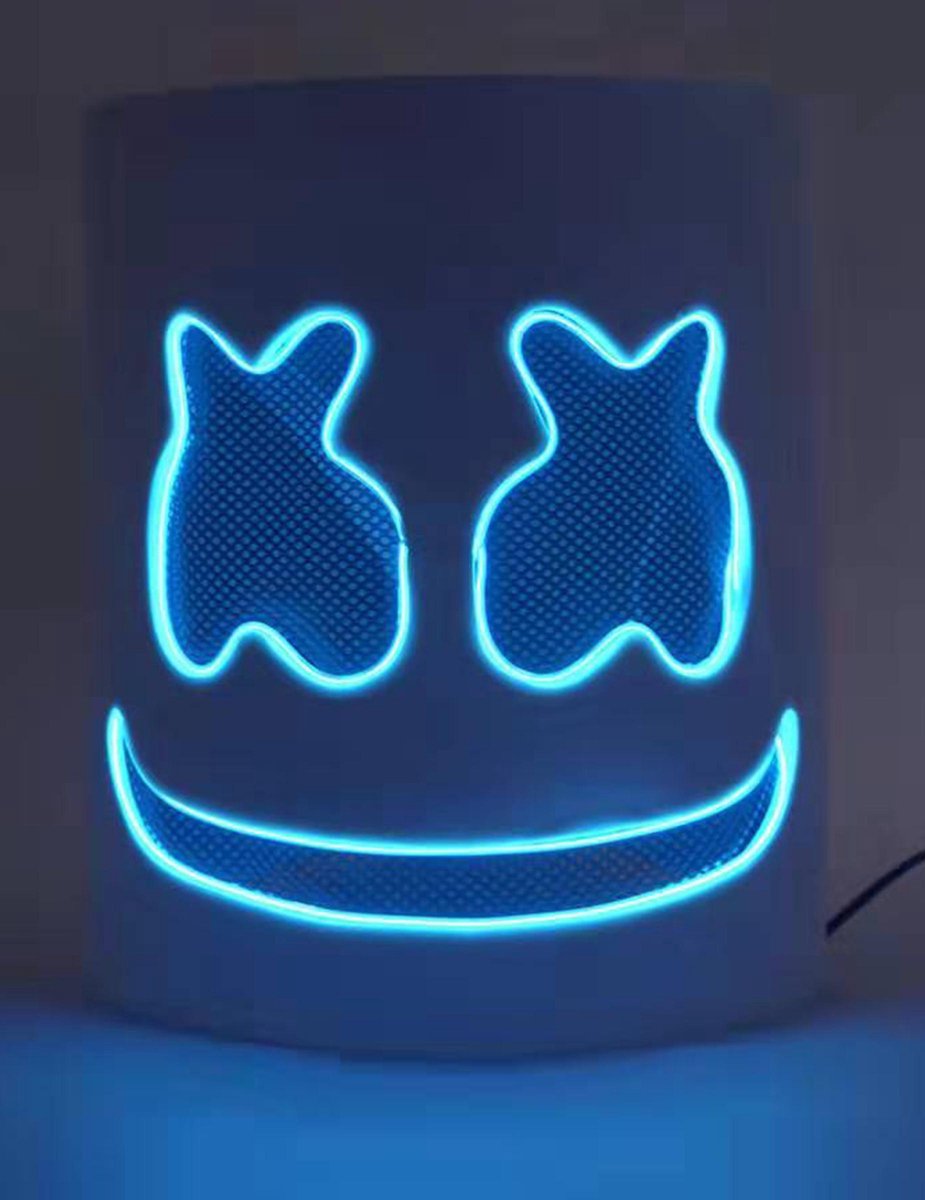   - Marshmallow blauw LED masker voor volwassenen -   > LED maskers